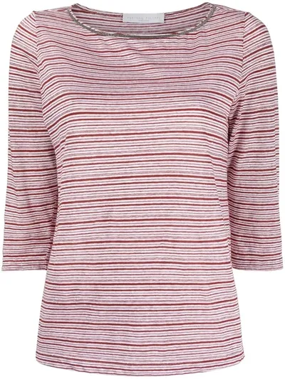 Fabiana Filippi Metallic-trim Striped T-shirt In Red