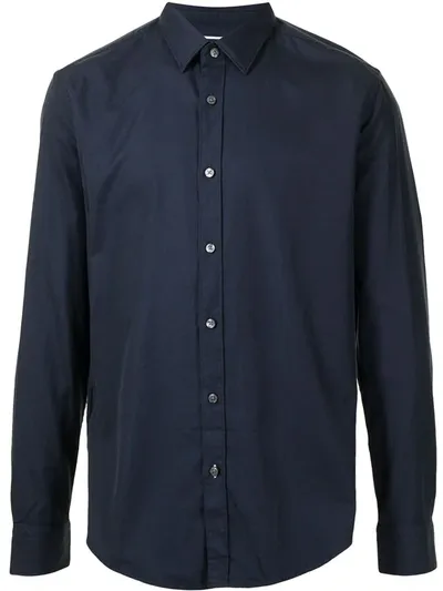 Hugo Boss Long Sleeve Button-front Shirt In Blue