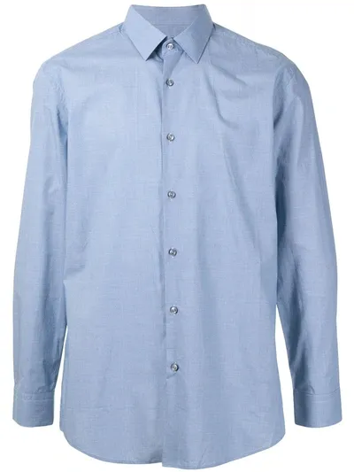 Hugo Boss Long-sleeve Button-front Shirt In Blue