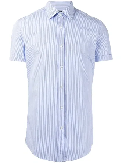 Hugo Boss Short Sleeve Button-front Shirt In Blue