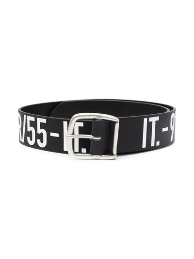 Diesel Kids' Logo Leather Belt In Black