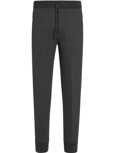 Ermenegildo Zegna Cotton-silk Blend Track Pants In Grey