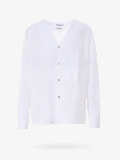 Closed Stand-up Collar Shirt In White