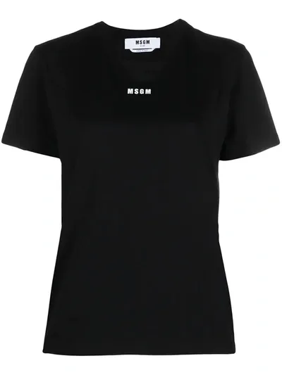 Msgm Micro-logo Crew Neck T-shirt In Black