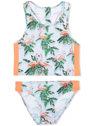 Stella Mccartney Teen Flamingo-print Bikini In Blue