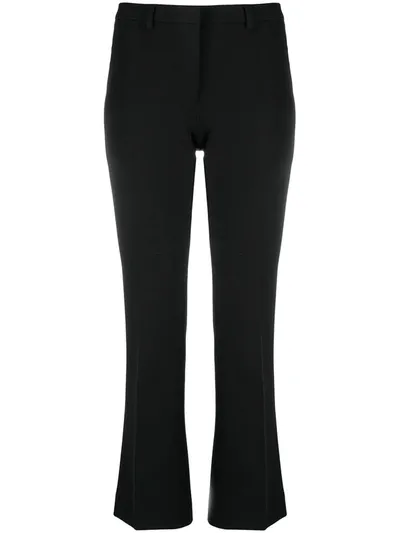 Pt01 Cropped Flared Tailored Trousers In Black