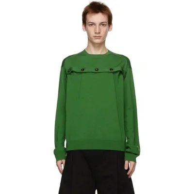 Bottega Veneta Open Button Merino Wool Sweater In Green