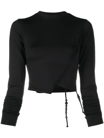 Hyein Seo Long-sleeved Panelled Cropped Top In Black