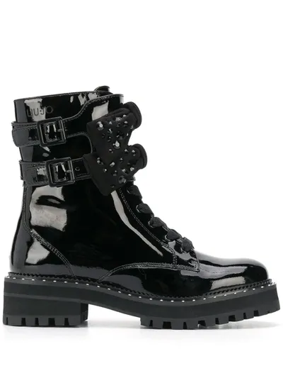 Liu •jo Stud-embellished Ankle Boots In Black