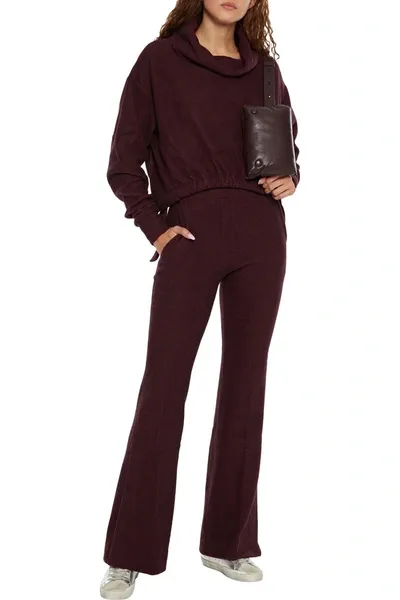 Twenty Montreal Mélange Fleece Flared Track Pants In Burgundy