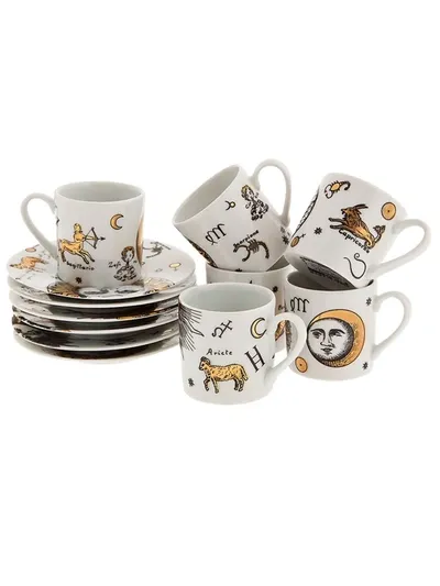 Fornasetti China Plate And Mug Set In White