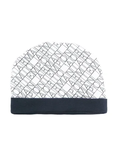 Emporio Armani Babies' Monogram Print Beanie In White