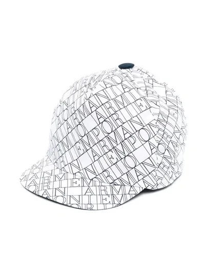 Emporio Armani Babies' Monogram Print Basecall Cap In White