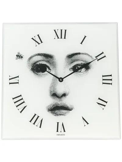 Fornasetti Square Face Wall Clock In White