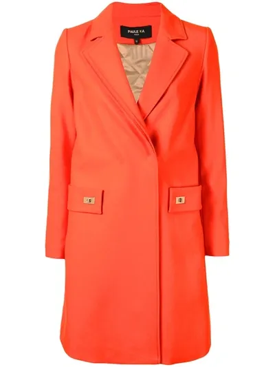 Paule Ka Twist-lock Detail Midi Coat In Orange