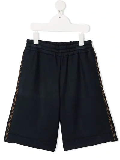 Fendi Kids' Ff-logo Trim Shorts In Blue