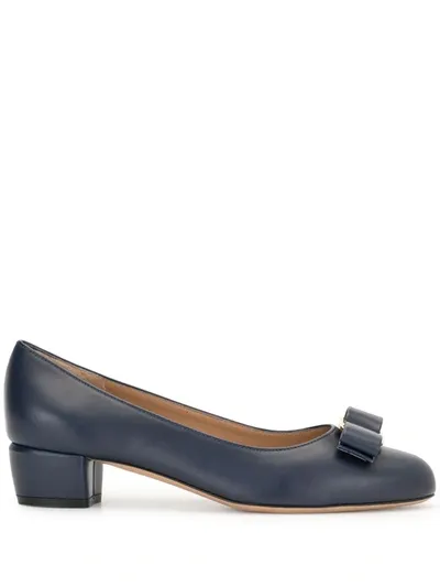 Ferragamo Vara Bow Pumps In Blue