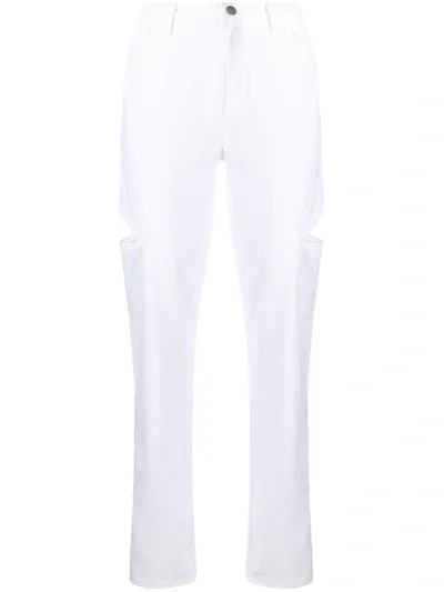 J Brand Side-slit Straight Jeans In White