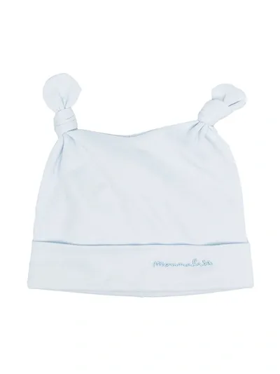 Monnalisa Babies' Knotted Cotton Beanie In Blue