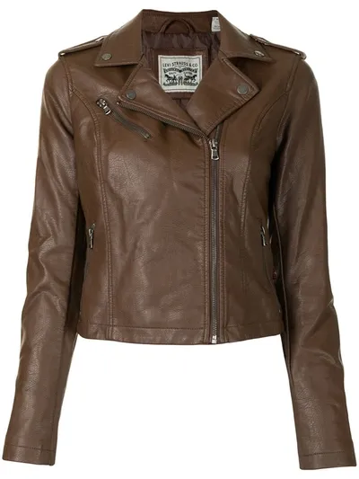 Levi's Faux-leather Biker Jacket In Brown