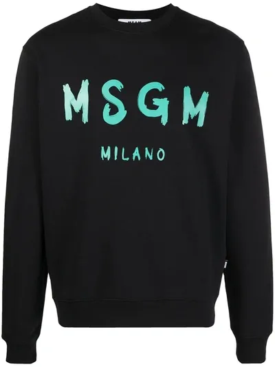 Msgm Logo Print Sweatshirt In Black