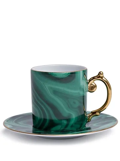 L'objet Malachite Espresso & Saucer Set In Green