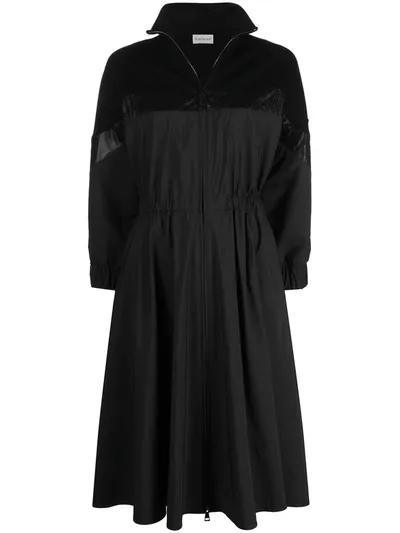 Moncler Panelled Knee-length Dress In Black