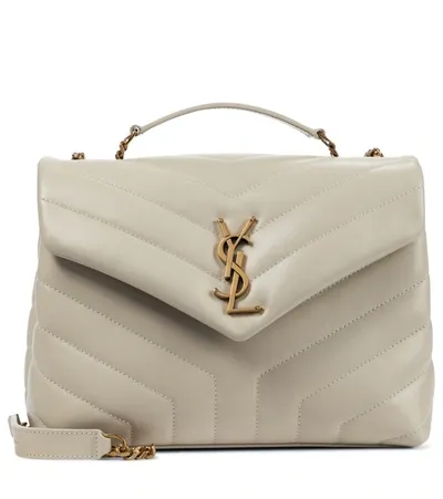 Saint Laurent Loulou Small Leather Shoulder Bag In White