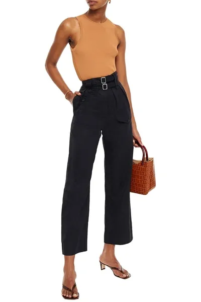 Paul Smith Buckled Cotton And Ramie-blend Wide-leg Pants In Black