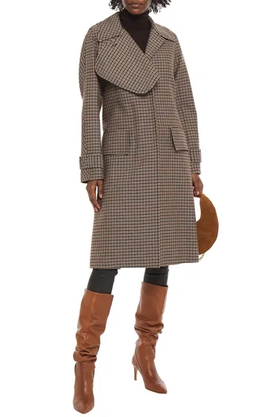 Victoria Beckham Checked Wool Coat In Black