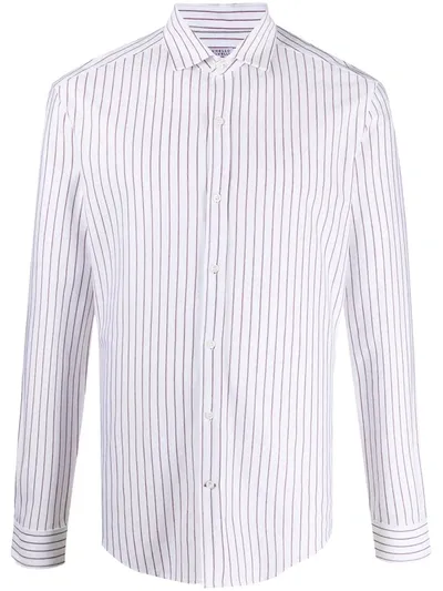 Brunello Cucinelli Striped Print Shirt In Red