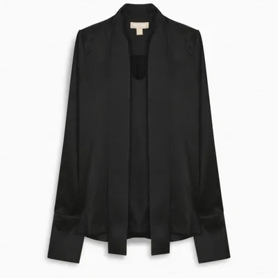 Materiel Black Lavallière Collar Shirt