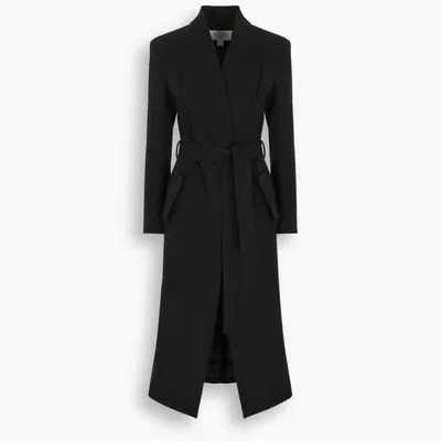 Materiel Stitched Lapels Coat In Black