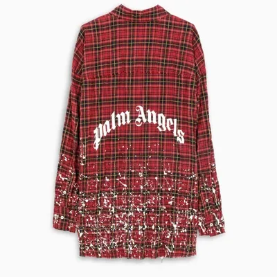 Palm Angels Round Logo Shirt In Red