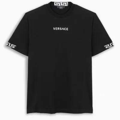 Versace Black T-shirt With Contrasting Logo Lettering