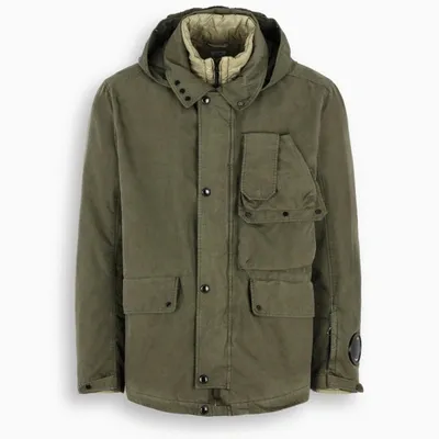 C.p. Company Olive Green 50 Fili Rubber Mille Goggle Jacket