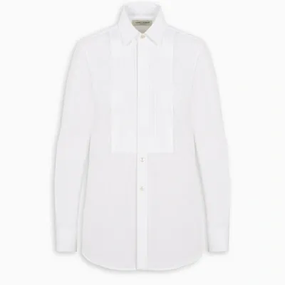 Saint Laurent White Shirt With Pleated Bib