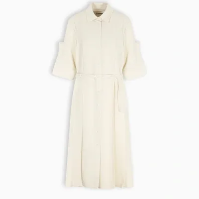 Jil Sander Wool Shirt Dress In White