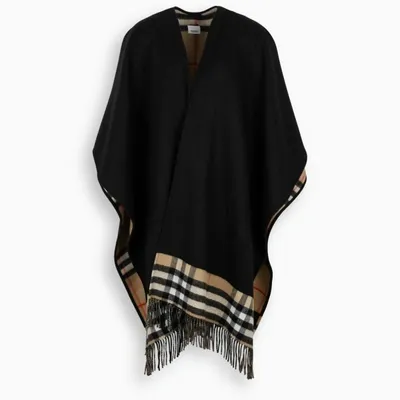 Burberry Tartan Motif Scarf Stole In Black