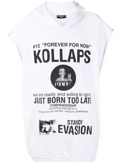 Raf Simons Kollaps Sleeveless Hoodie In White