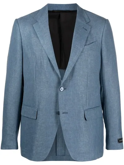 Z Zegna Notched Collar Blazer In Blue