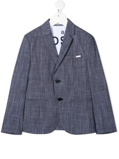 Bosswear Kids' Logo-plaque Single-breasted Blazer In Blue