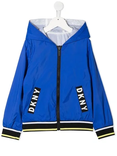 Dkny Kids' Logo-detail Hooded Jacket In Blue