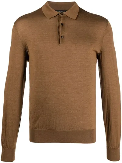 Ermenegildo Zegna Knitted Polo Shirt In Brown