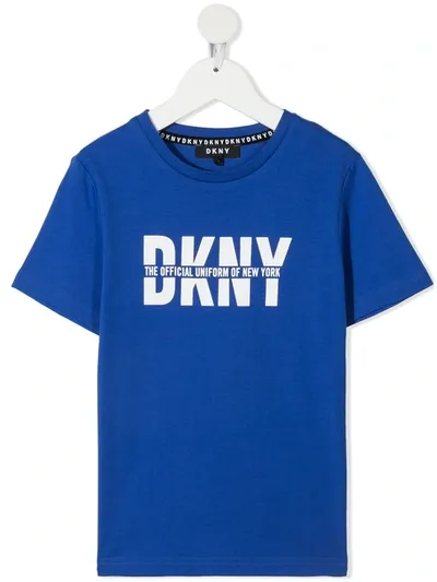 Dkny Kids' Logo Print T-shirt In Blue