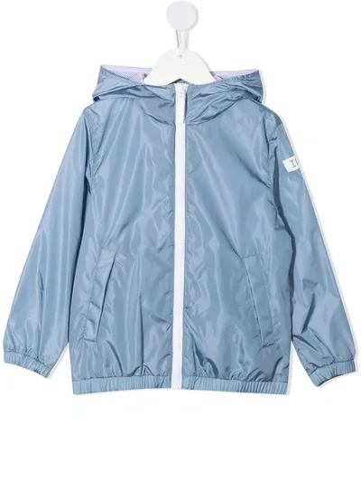 Il Gufo Kids' Zip-up Hooded Rain Jacket In Blue