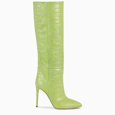 Paris Texas Acid Green Boots With Crocodile Print