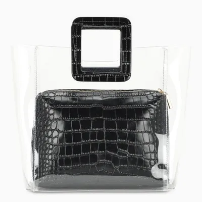 Staud Black Shirley Medium Bag In Transparent