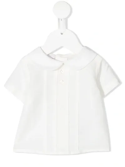 Paz Rodriguez Babies' Cotton-linen Blend Polo Shirt In 白色