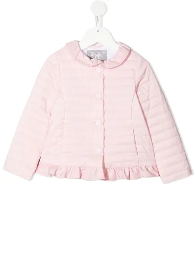 Il Gufo Kids' Padded Ruffle-trim Jacket In Pink